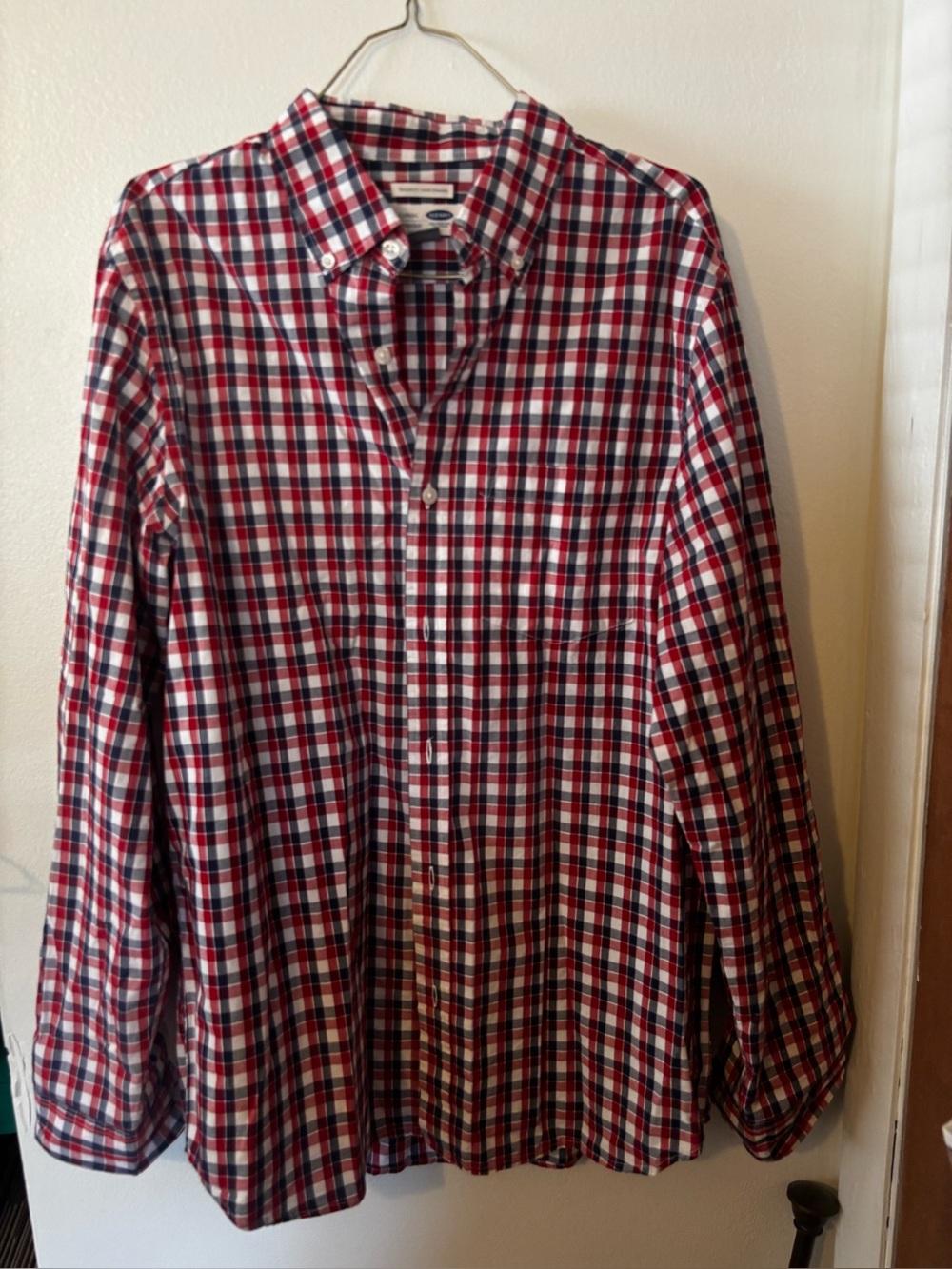 Old Navy Red, Navy & White Plaid Button-Down Shirt